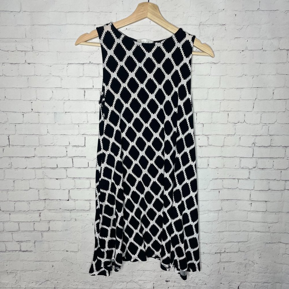Women's Hourglass Lilly Abstract Geometric Pattern Dress Tunic Black White